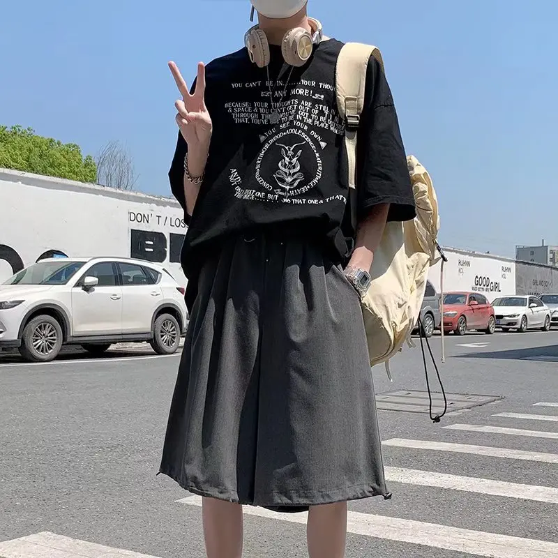 Men Japanese Yamamoto Style Draped Anti-Wrinkle Shorts Loose Chic Vintage Retro Daily Casual Loungewear Summer Thin Soft Shorts