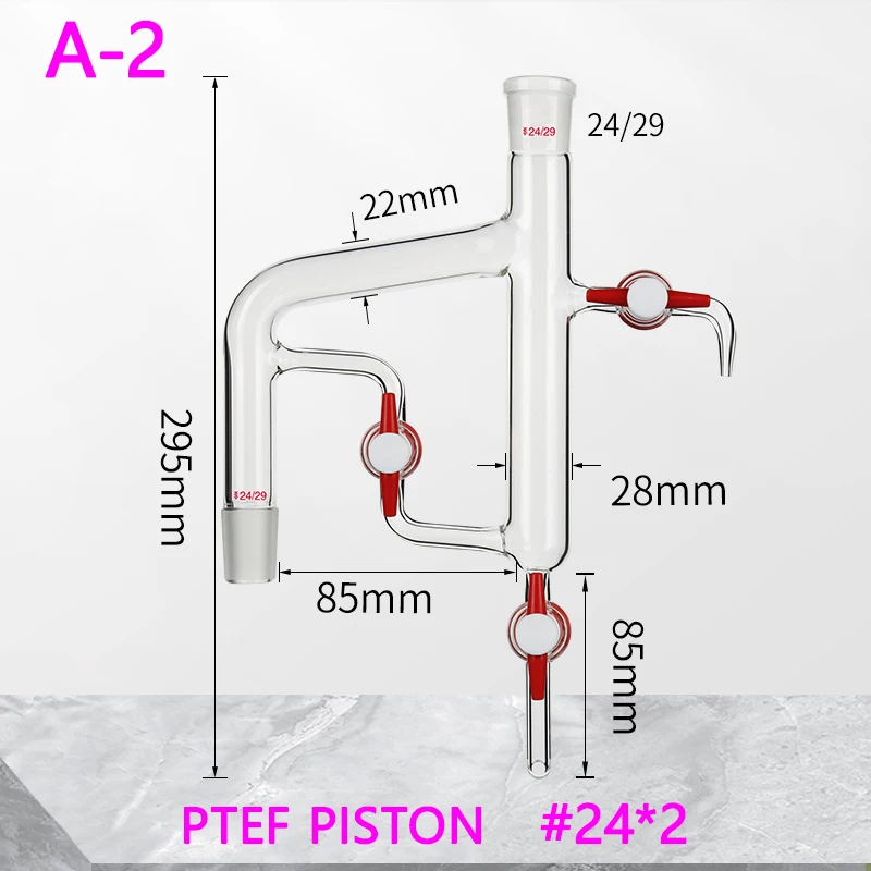 ارتداد فاصل المياه ثلاثة مكابس، زجاج/مكبس رباعي فلورو، أداة مختبر فصل الزيت عن الماء 24*2/24*3 #3