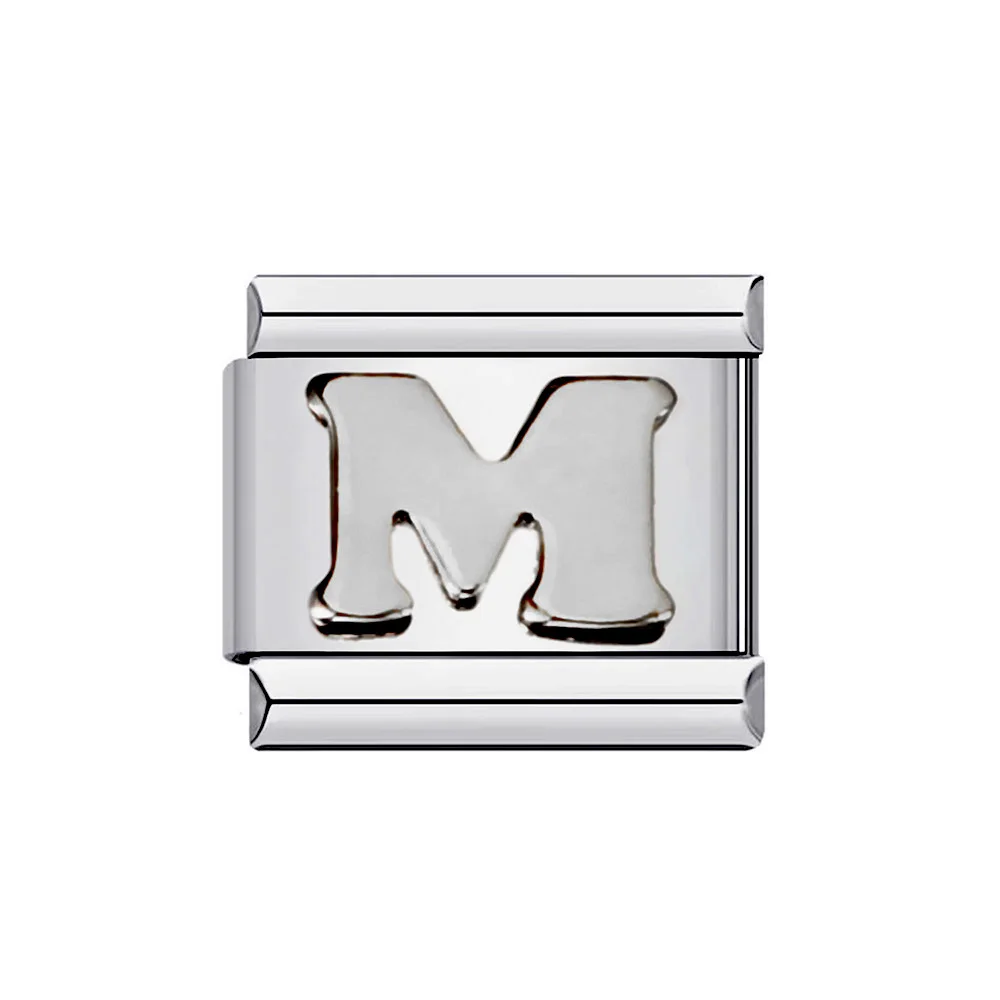 26 English A-Z Letter Name Custom 9mm Link Charms Silver Color Italian Stainless Steel Bracelet DIY Jewelry Making Hand Chain