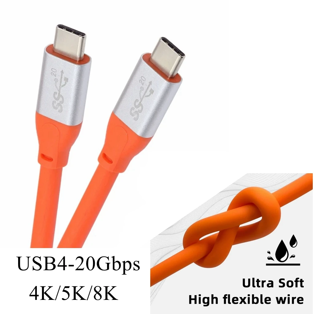 High Ultra-Flexible Thunderbolt 3 USB C to Type C 20Gbps Audio and video Cable for 8K 5K 4K Macbook Pro Fast charging Data Cord