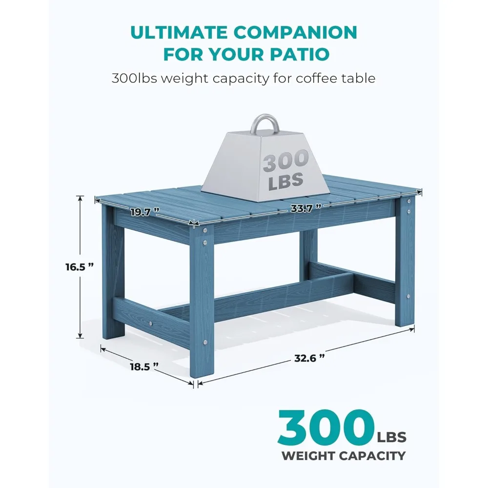 Mesa de centro para patio, mesa de centro rectangular de HDPE para exteriores, mesas de camping, mesas plegables