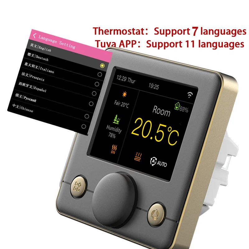 Smart Tuya WiFi Thermostat Humidity Sensor Temperature Controller Water Electric Floor Heating Gas Boiler Alexa Google Yandex