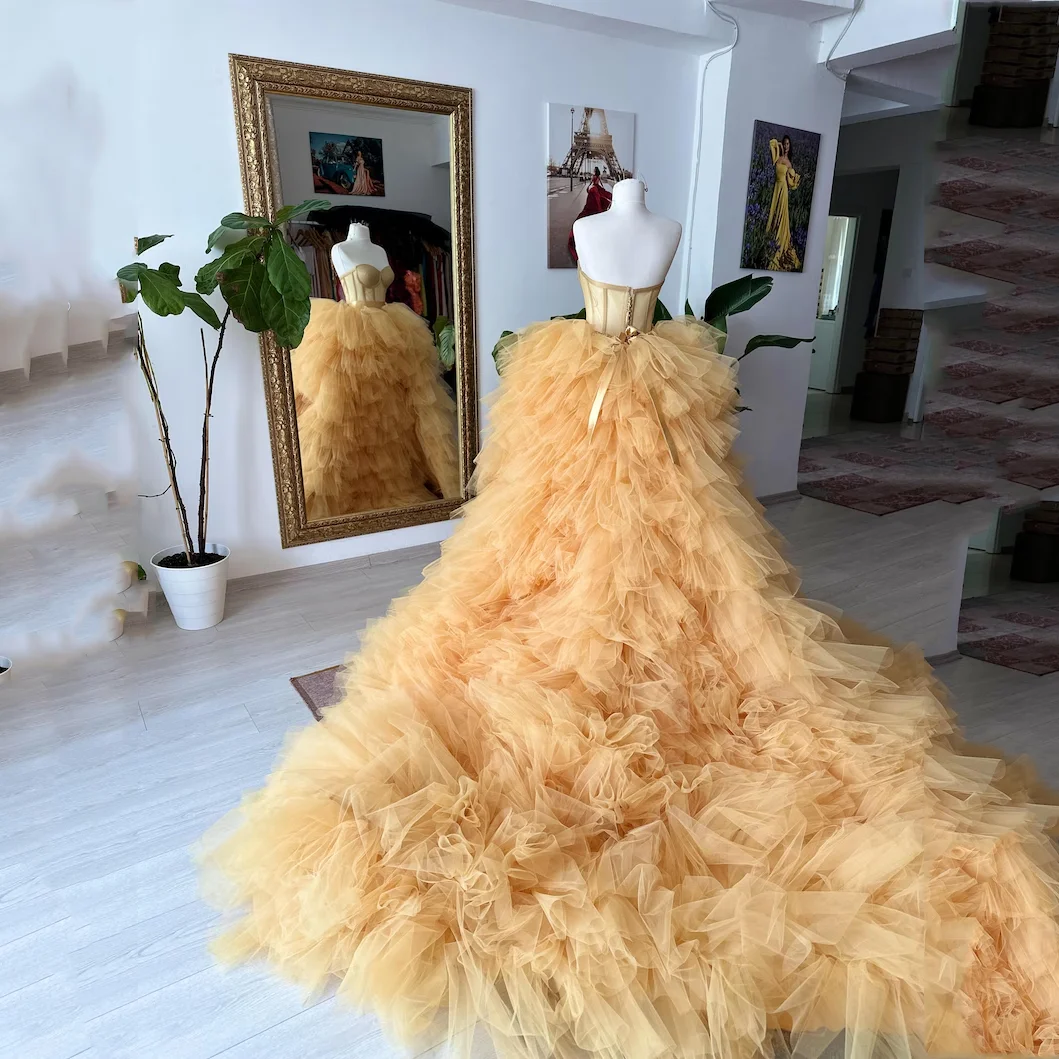 

Tulle Ruffle Skirt Dramatic Dance Performance Outfit Extra Long Train Tutu Skirts Women Tiered Lush Puffy Maxi Skirt Layered