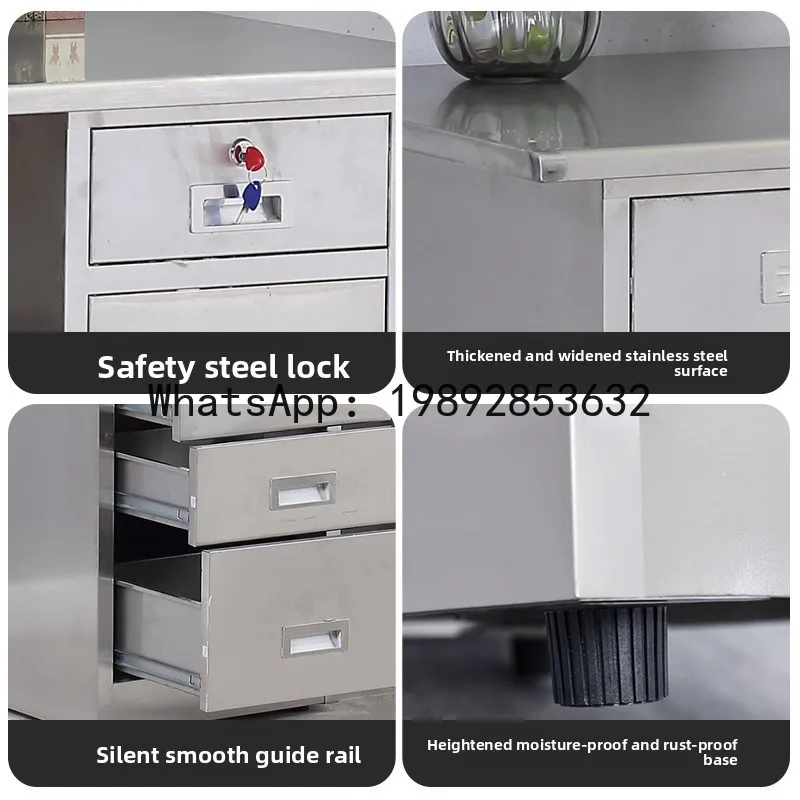 CZ Stainless Steel Computer Desk Financial Office Desk Home Single Writing Desk with Drawer and Lock