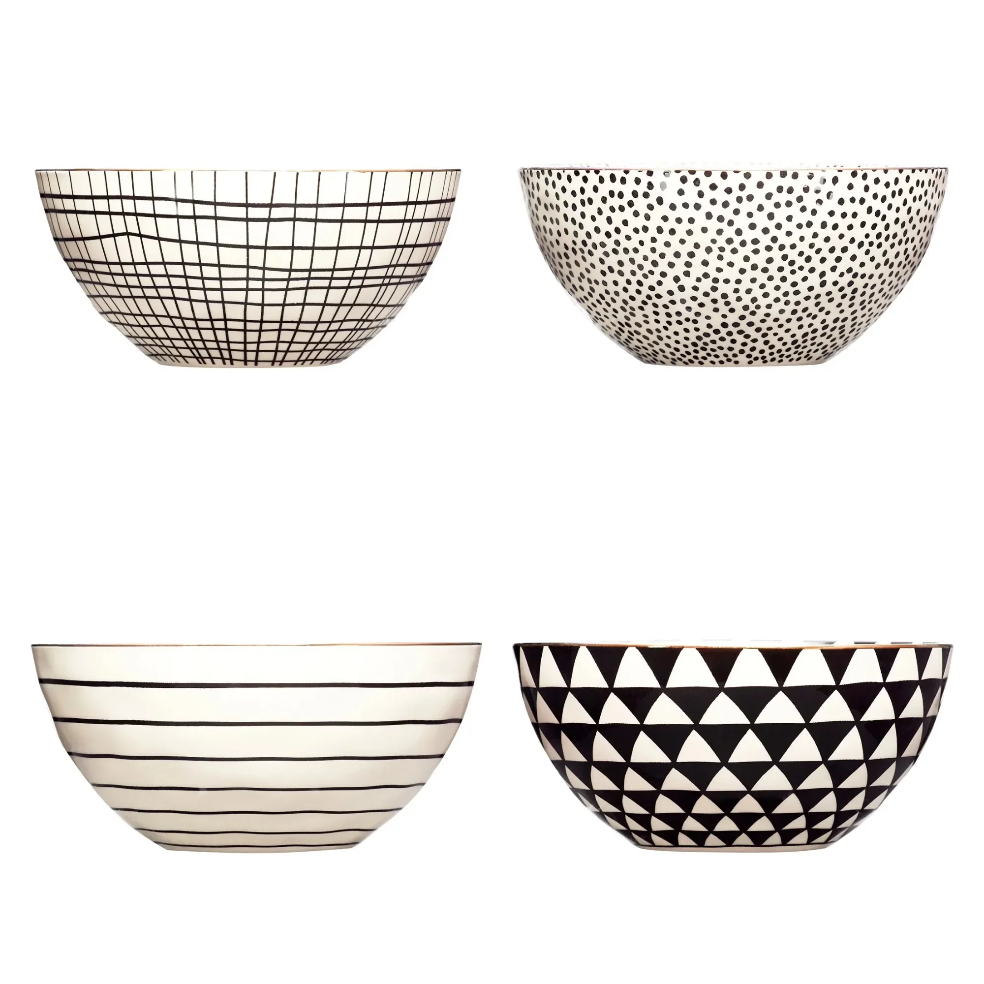 

Black & White Assorted Stoneware Round Bowls, 4 Pack, Dishwasher Safe