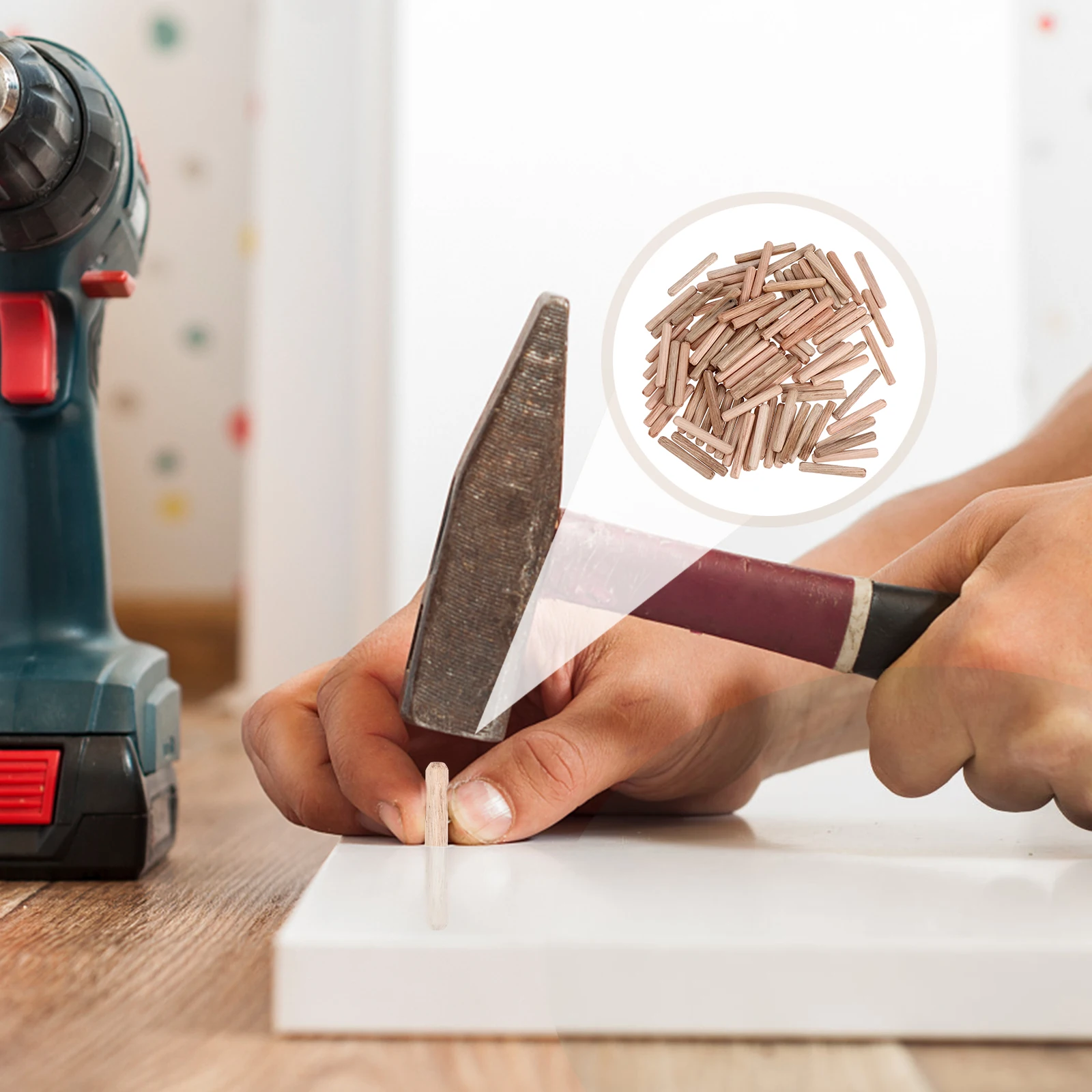 

300pcs Wooden Dowel Pins Round Fluted Hardwood Connectors Furniture Fitting Wood Rods Craft Parts Strong Joint Fasteners