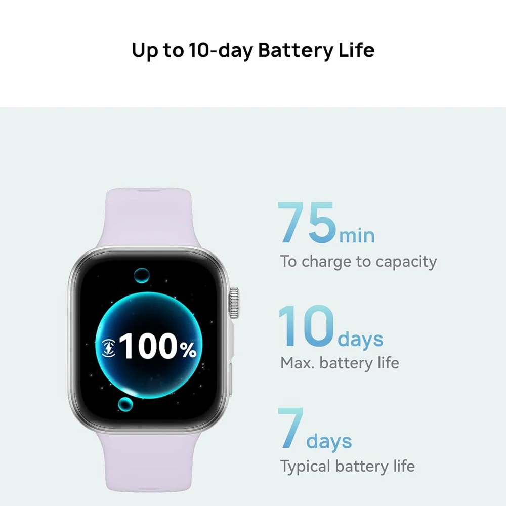 Huawei Watch FIT 4 ساعة هواوي فيت 4 الذكية، الإصدار العالمي، متوافقة مع iOS وAndroid، شاشة AMOLED مقاس 1.82 بوصة، عمر بطارية 14 يومًا
