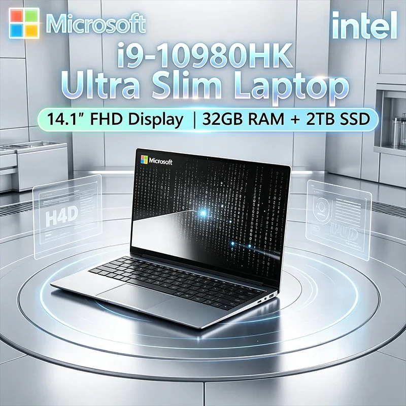 

Intel I9-10980HK Laptop – 32GB+2TB, 14.1" FHD, Windows 11, Ultra Slim Gaming Notebook for Gaming & Office