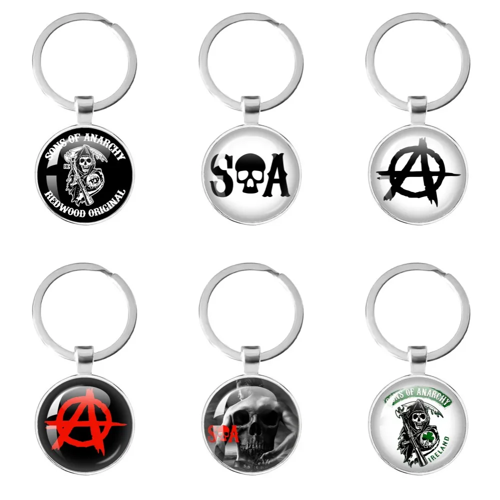 2023 novos filhos da anarquia logotipo chaveiro símbolo da liberdade а ogeрхия chaveiro rock punk chaveiro colete cosplay presente