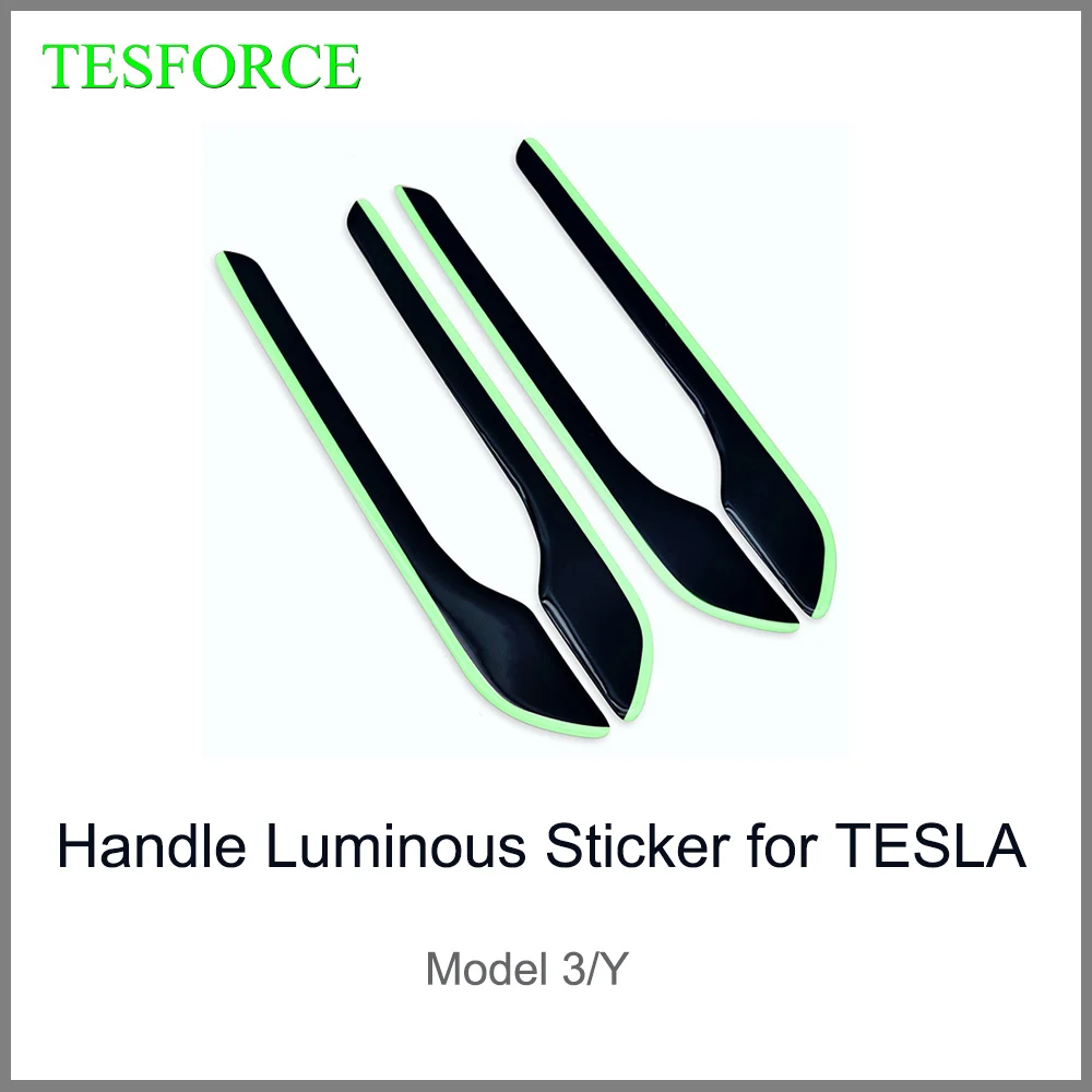 For Tesla Model Y/3 Door Handle Sticker Night Light Anti-scratch Modification 4PCS Set PU Door Handle Fluorescent Stickers