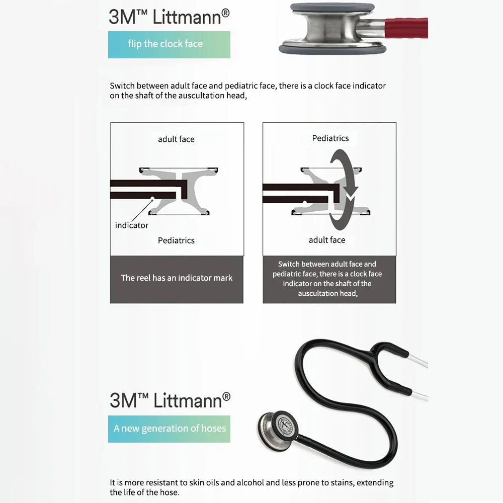 For 3M Littman Classic III Stethoscope Double Diaphragm Frequency Professional Medical Double Head For Doctor Health Care