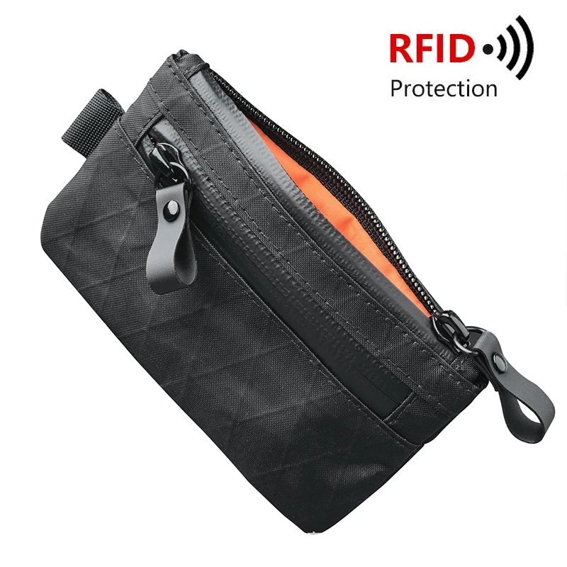 Multifunctional X-pac Water Resistant Zipper Pouch Travel RFID Credit Card Holder Portable Mini Coin Card Key Earphone Organizer