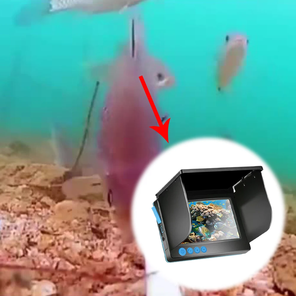 كاميرا صيد الجليد عالية الدقة 4.3/5 بوصة مقاومة للماء لصيد الأسماك على الجليد مع 220 °   رؤية واسعة لصيد الأسماك على الجليد على شكل قارب البحيرة