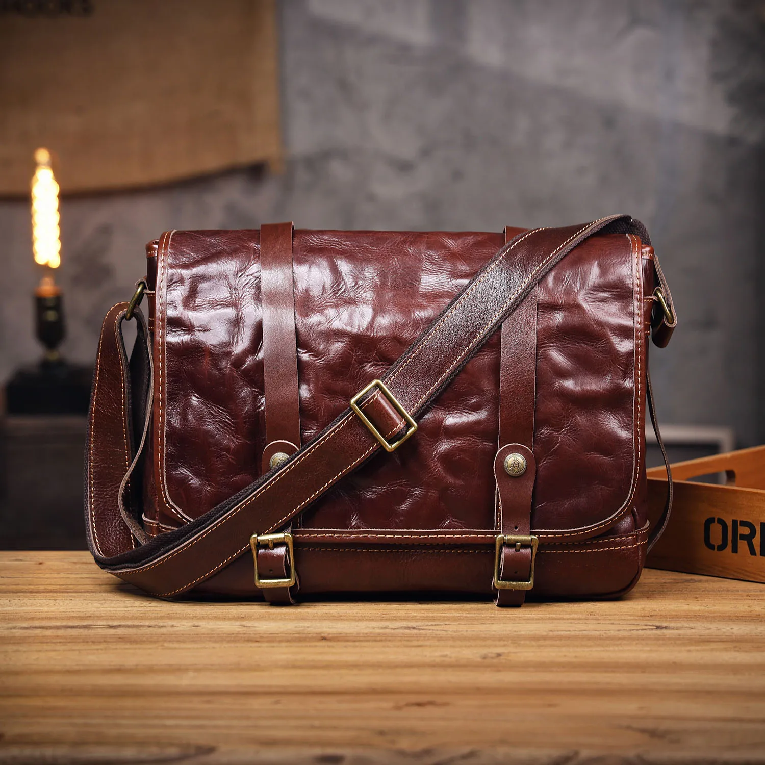 S.WORKER Vintage Echtleder Herren-Umhängetasche Crossbody-Taschen Crazy Horse Rindsleder Schultertasche Top-Layer Mode – Detail 14
