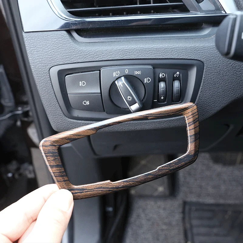 For 2016-2021 BMW X1 F48 X2 F47 ABS Carbon Fiber Car Styling Car Headlight Switch Button Frame Cover Sticker Car Interior Parts