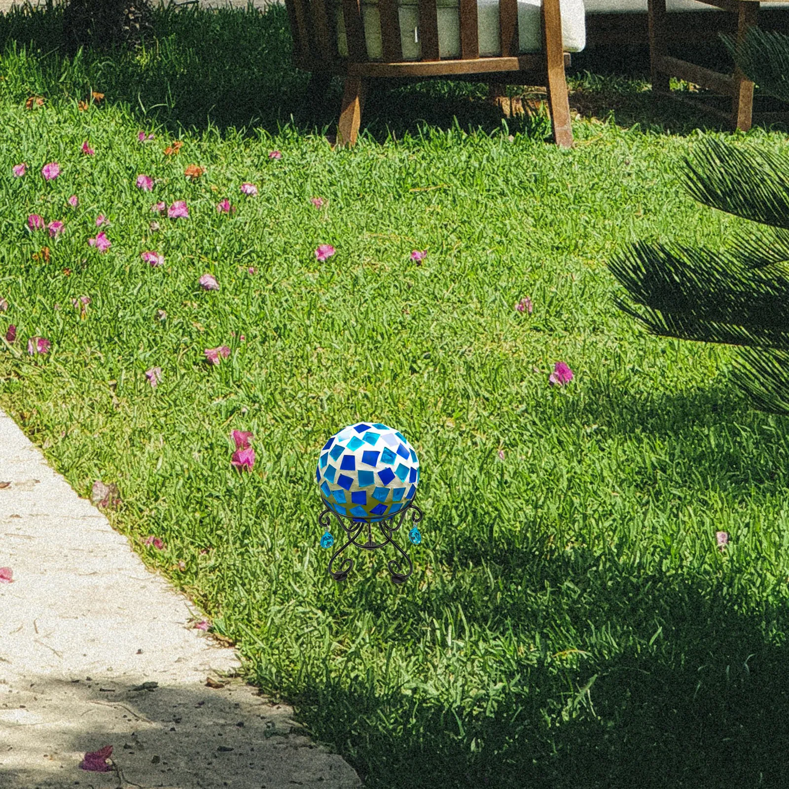 Gazing Ball Holder Globe Stand Outdoor Decor Garden Displaying Bracket Clear Sphere Stands Alloy Crystal