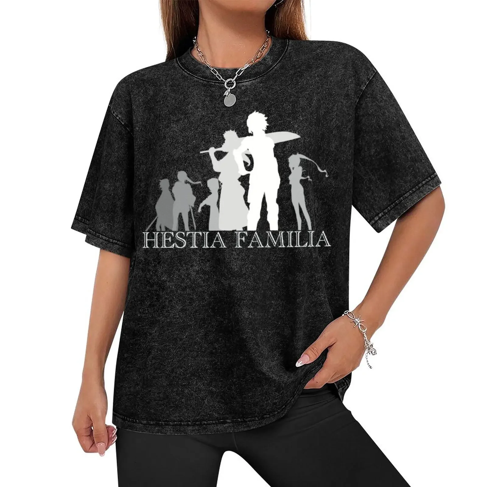 silhouette design of familia hestia members from anime danmachi or is it wrong to pick up girl in dungeon drawn in pop a T-Shirt