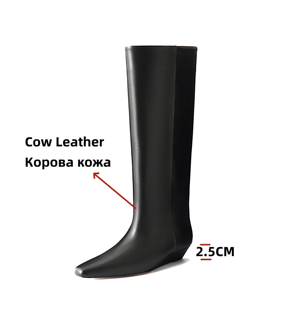 FEDONAS Fashion Brand Women Genuine Leather Knee High Boots Wedges High Heels Pointed Toe Warm Long Shoes Woman High Boots