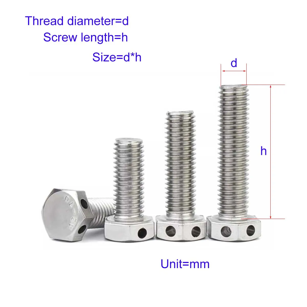 

304 Stainless Steel Gb32.1 Head Drilled External Hexagonal Screw M6M8M10M12