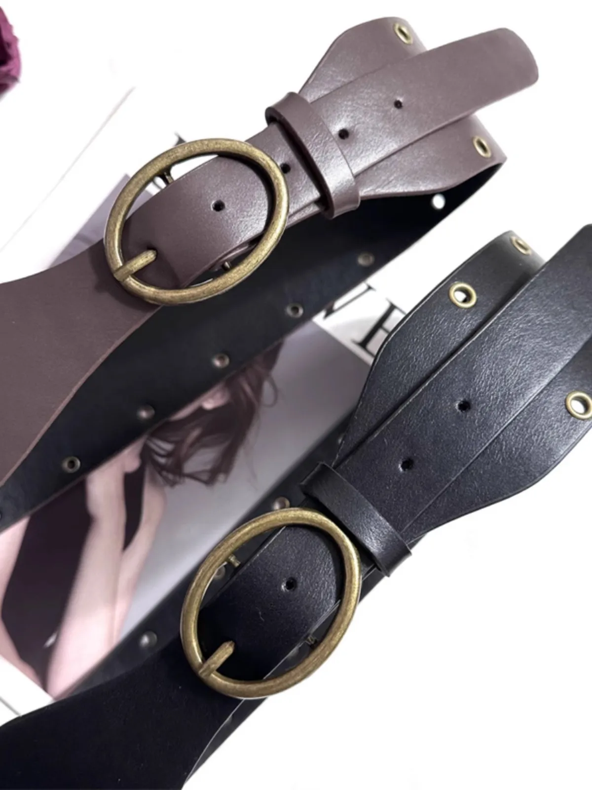 المرأة خمر بو الجلود مشد الإناث Cummerbund معطف حزام الخصر فستان Decration حزام عريض J1598