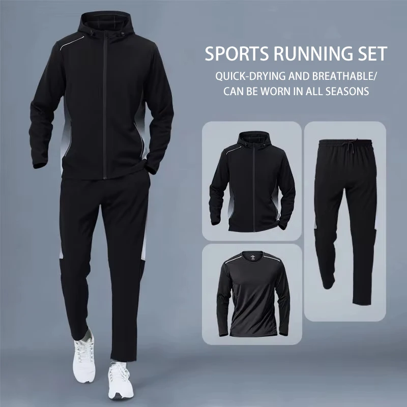 Men's Running Sports Suit Autumn Winter New Quick-drying Autumn Morning Running Training Cycling Fitness Clothes for Men