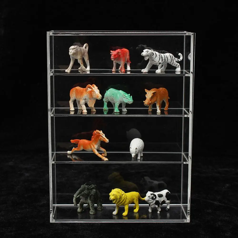 Four Layers Acrylic Display Case Countertop Box Organizer Dustproof Action Figures Toy Perfume Bottle Storage Rack Showing Shelf