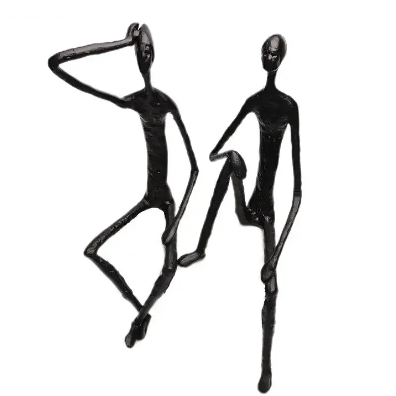 Minimalist Abstract Figures Cast Iron Statue Desk Decoration Black Character Metal Sculpture Ornaments Modern Decor Crafts