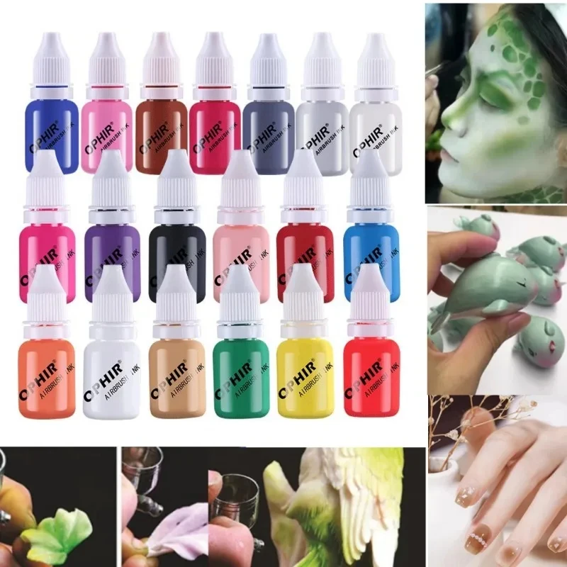 Imagem -01 - Airbrush Nail Tinta Acrílica Pigmentos de Água Arte em Spray Acesso a Tinta à Base de Água 30 Cores 10ml airbrush nail tinta acrilica pigmentos de agua arte em spray acesso a tinta a base de agua 30 cores 10ml 01
