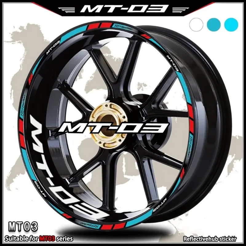 

For YAMAHA MT-03 17 Inch Motorcycle Wheel Hub Modified Mt03 Rim Decal Decoration Waterproof High Reflection Sticker Accessories