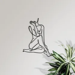 Metal Wall Decoration Beauty Wall Art Line Painting Wall Art Decoration Single Line Women Home Kitchen Bathroom Decoration