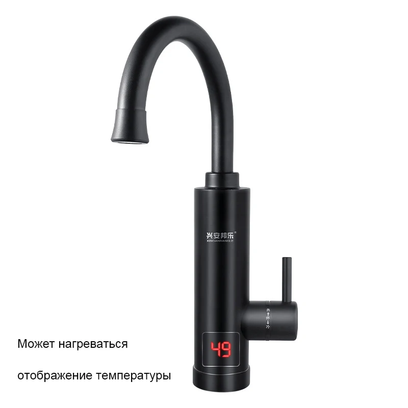 Black Electricity Kitchen Faucet New And Cold  360° Rotating  Heating Display Bathroom Tap With Protector EU plug
