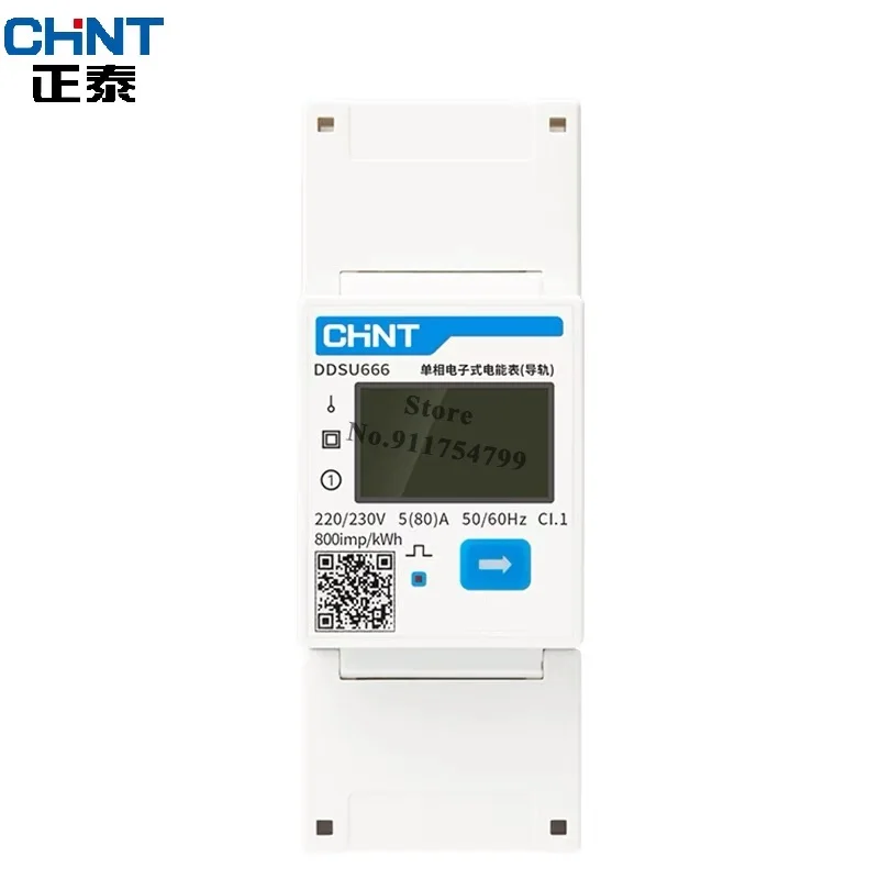 Imagem -04 - Din Rail Voltímetro Digital Chint Ddsu666 80a Trilho Din Energia Elétrica Atual Kwh Medidor Volt Amp Modbus Rs485 230v ac 380v