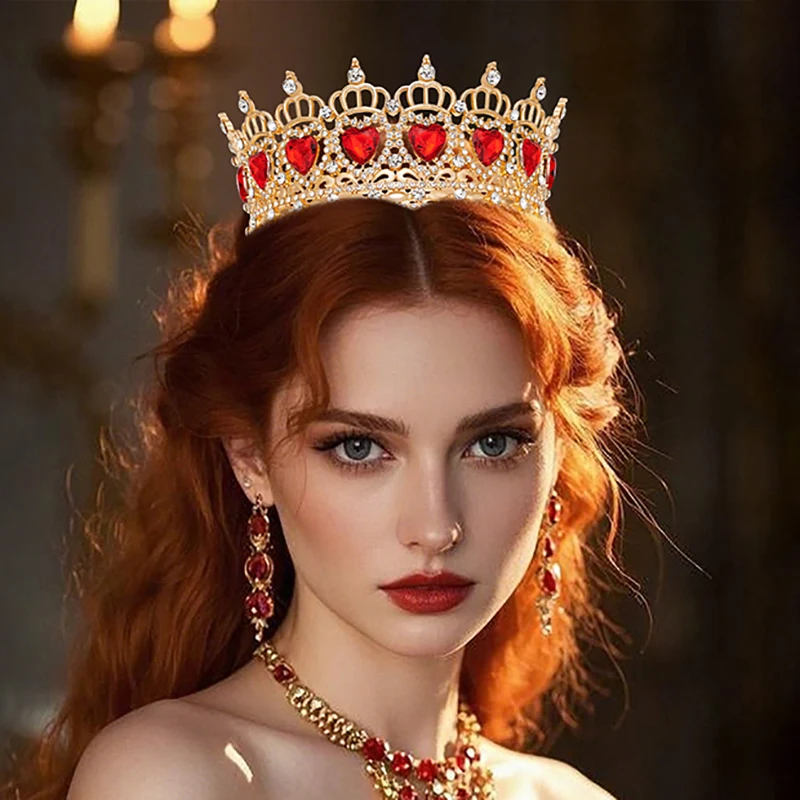 Royal Queen Heart Tiaras and Crowns for Women Princess Crown Wedding Party Round Diadem Bridal Hair Jewelry Accessories