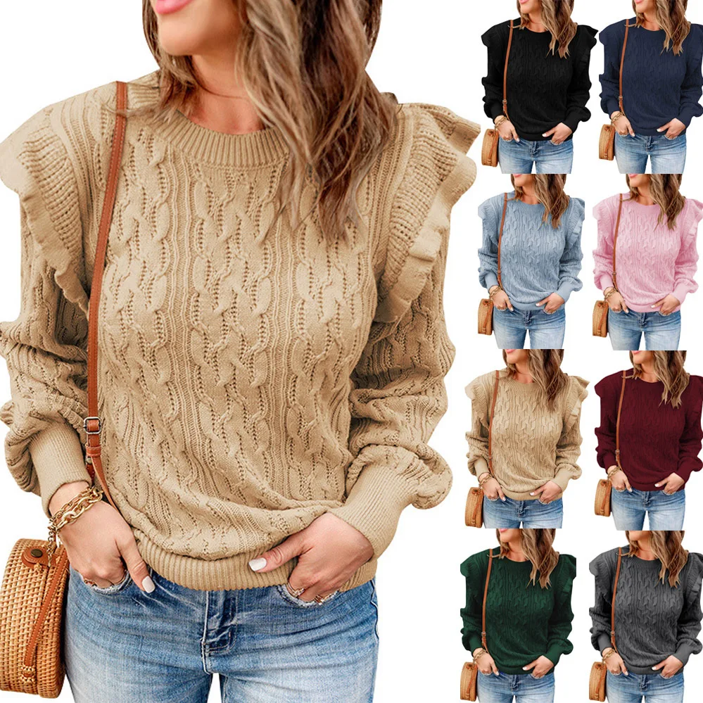 

2025 Autumn New Solid Color Sweater Women's Loose Long Sleeve Sweater Fashion Top