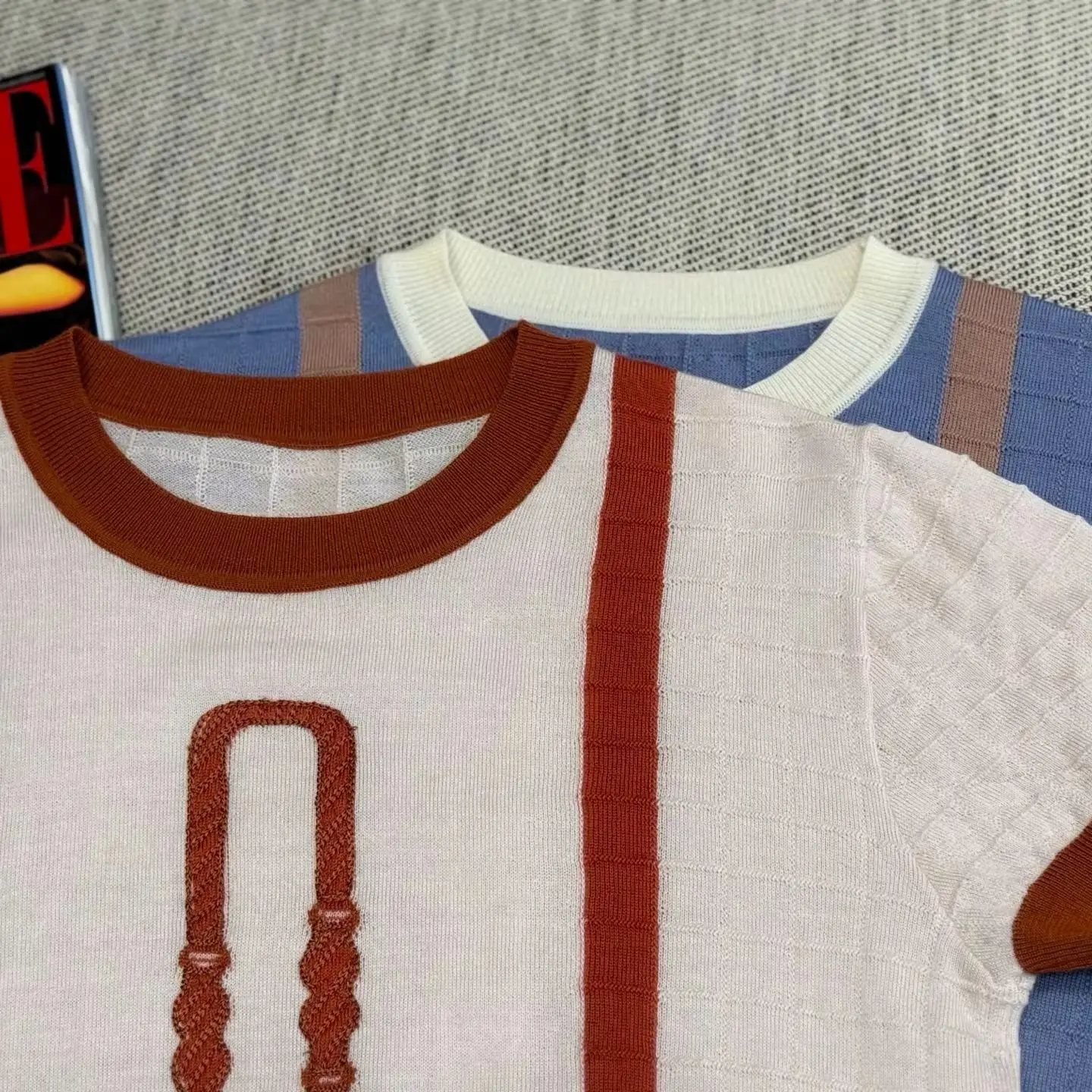 Elegant casual women's short sleeved jersey merino wool blouse