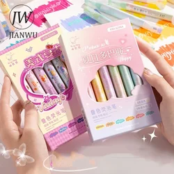 JIANWU 6 Pcs/set Color Stacking Double-ended Highlighter Set Write Smoothly Creative DIY Journal Student Supplies Stationery