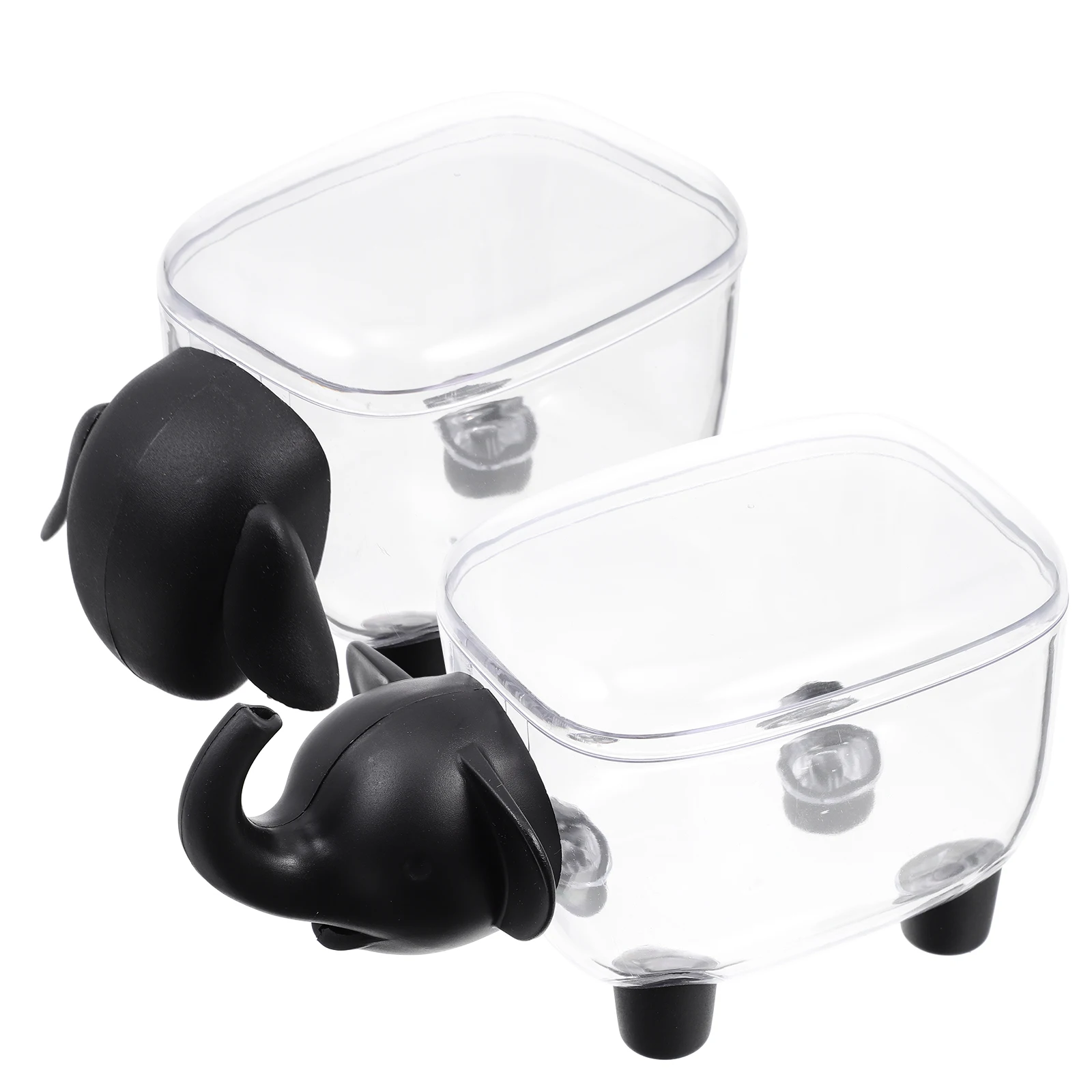 

2pcs Elephant Makeup Cotton Storage Box Plastic Organizer Pad Container Compact Size Home Use Transparent Swab Box Bathroom