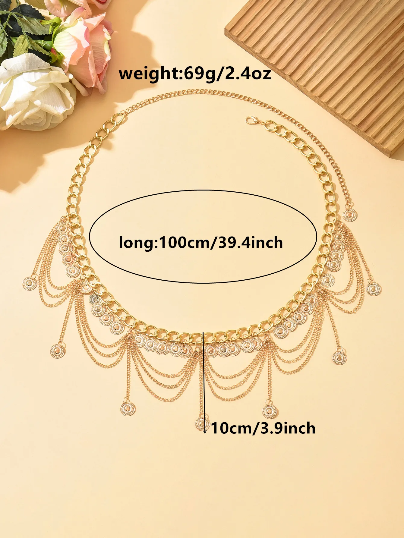 سلسلة حزام على شكل شرابة، سلسلة مجوفة متعددة الطبقات كلاسيكية وبسيطة، سلسلة الجسم، إكسسوار الزفاف #6