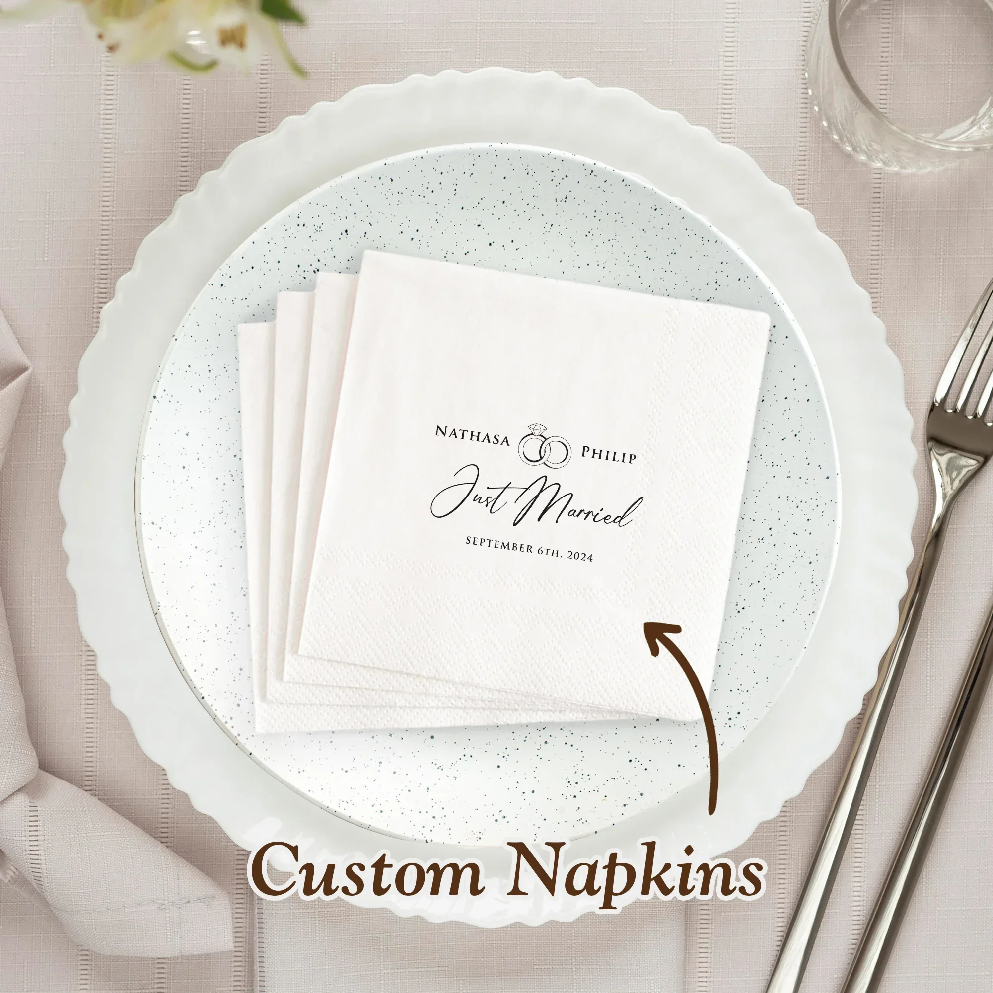 

500-1000pcs Personalized Wedding Paper Napkins Custom Monogram Printed Napkins for Wedding Cocktail Party Anniversary Decor