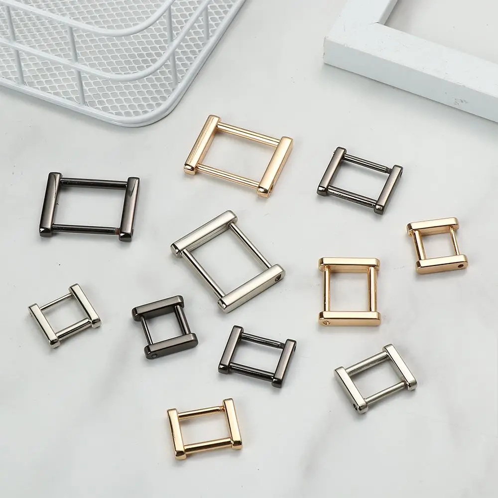 Webbing Buckle Detachable Clasp Leather Craft Rectangle Rings Buckle Bag Loop Strap Connector Screw Rings Buckle