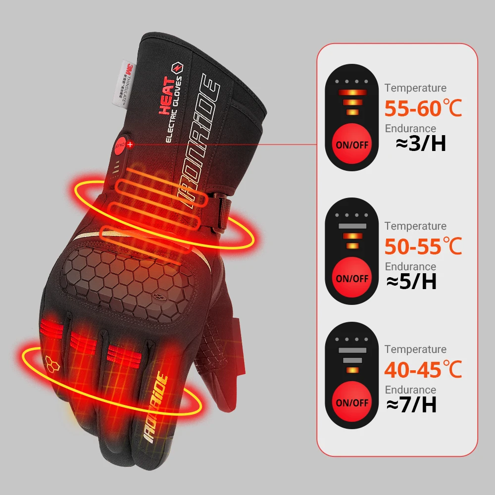 7.4v Motorcycle Heated Gloves Non-slip Wear Resistant Motorcycle Gloves Waterproof  Fall Prevention Biker Gloves  ﻿