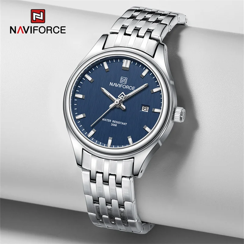 NAVIFORCE-Montre de Luxe Étanche pour Amoureux, Bracelet en Acier Inoxydable, Montres-Bracelets à Quartz, Homme et Femme, Horloge Shoous Fashion, Nouvelle Collection