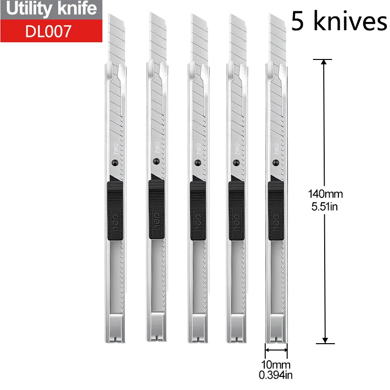 9mm Heavy Duty Utility Knife SK5 Staal Legering Lemmet 60 °   Zilverkleurige rand 0,4 mm dikke tapijt- en behangsnijder