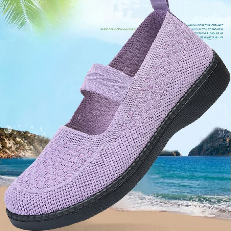 Ladies Breathable Mesh Slip-On Beijing Shoes Elderly Walking Shoes Soft Bottom Comfortable Women's Sneakers and Casual Shoes