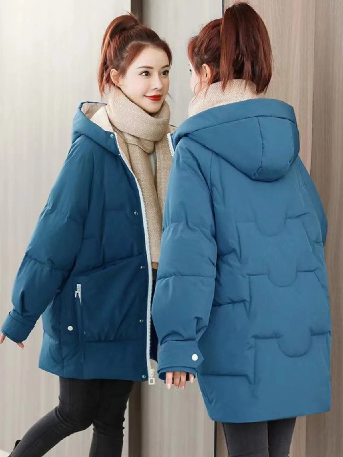 

Модная утепленная женская хлопковая куртка средней длины в корейском стиле, зимнее пальто для девушек, мягкая и стильная