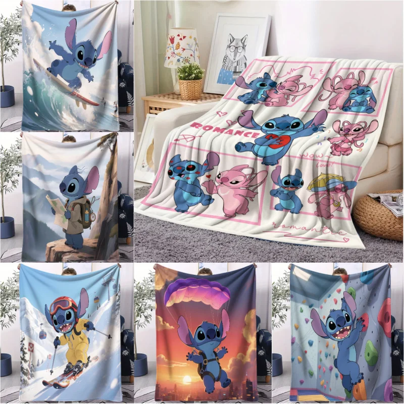 

Cute Disney Stitch Blanket Cartoon Anime Design Throw Blanket Perfect for Winter The Soft Flannel Sofas or Living Rooms Blankets