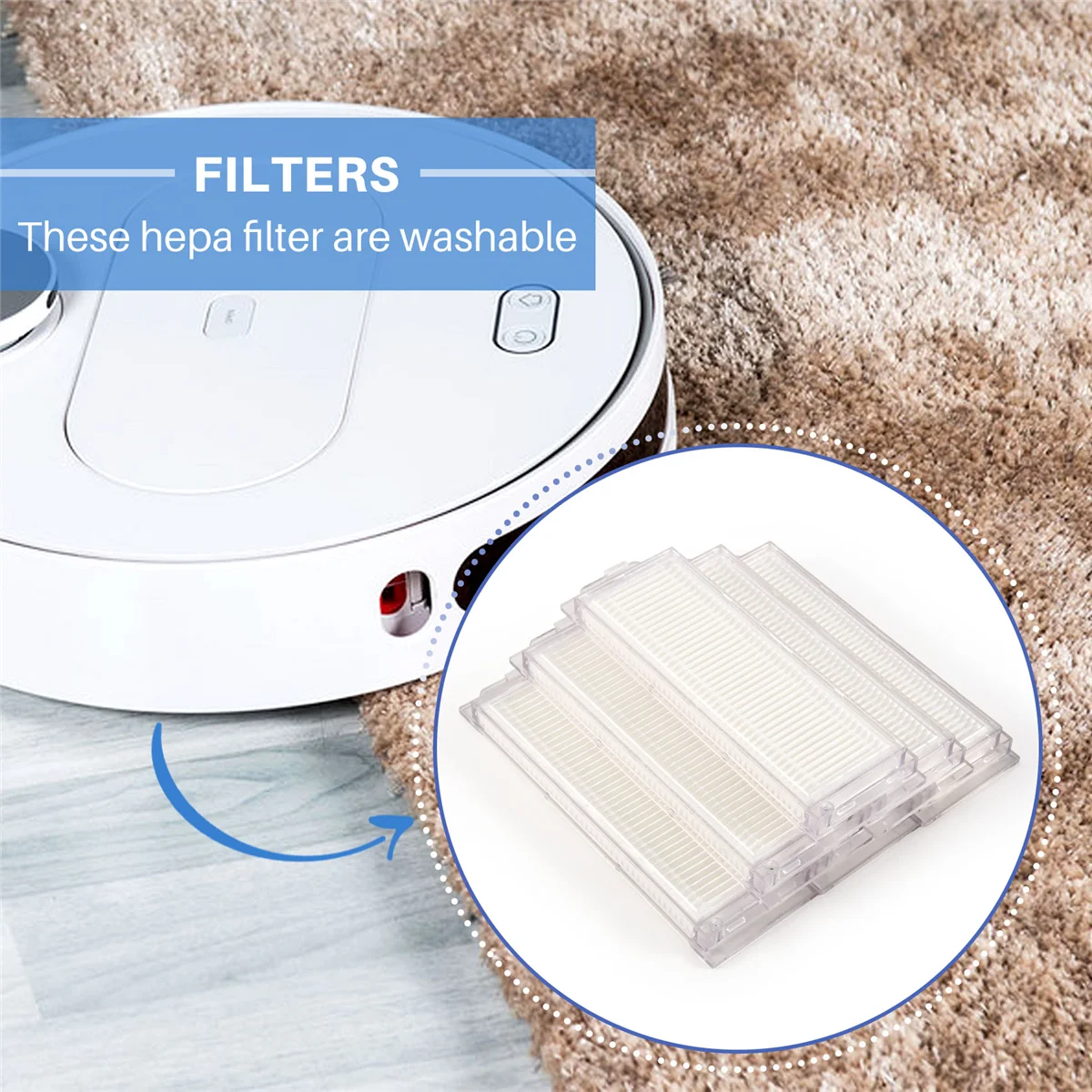 The New 6 Pcs Washable Hepa Air Filters for Mi Robot Vacuum Mop-P Pro STYTJ02YM Cleaning Robot Accessories STYTJO2M