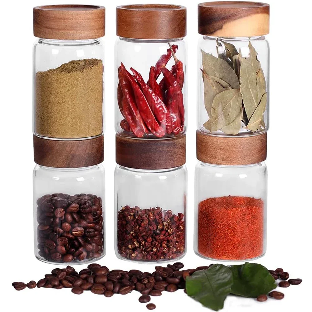 

6Pcs Small Glass Spice Jars ,High Sealing Threaded Mouth, 8.79oz /260ml*6,Empty Cylinder Spices Bottles,Storage Jars