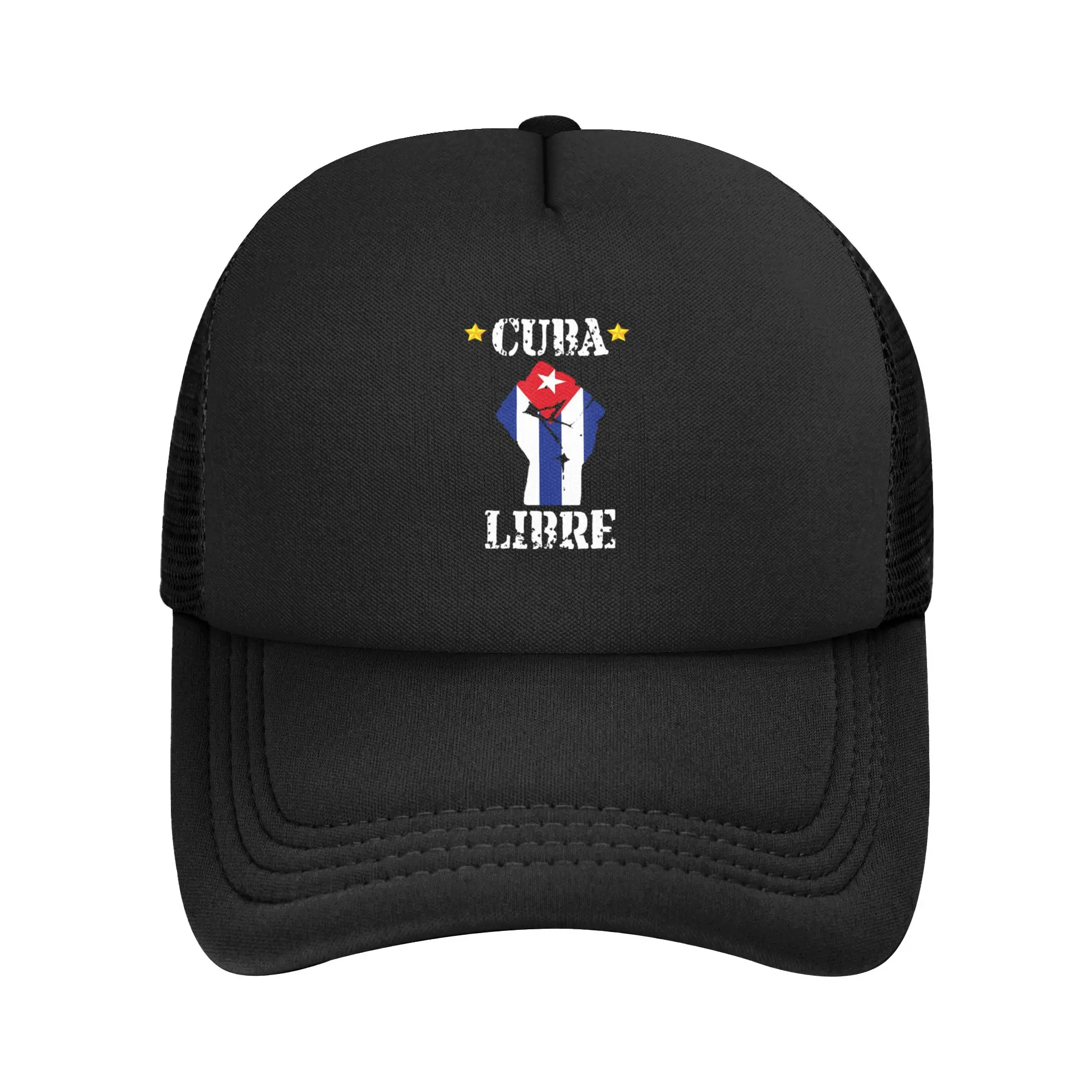 Free Cuba Libre Cuban Flag Mesh Baseball Caps Men Women Outdoor Sun Hats Adjustable Summer Trucker Hats