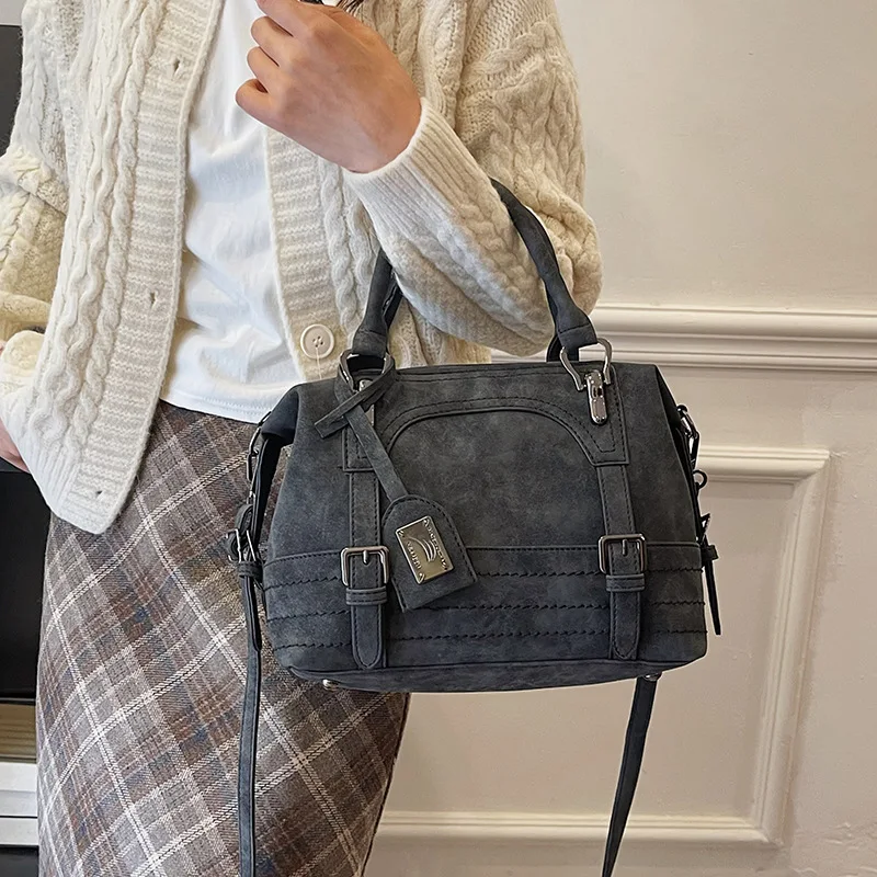 

Женские сумки, осень 2021, новая ретро-сумка через плечо из масляной вощеной кожи, женская сумка через плечо, женская сумка большой вместимости